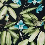 Zasłona na przelotkach 140x250 LONI zaciemniająca czarna z motywem graficznym zielonych kwiatów - 7