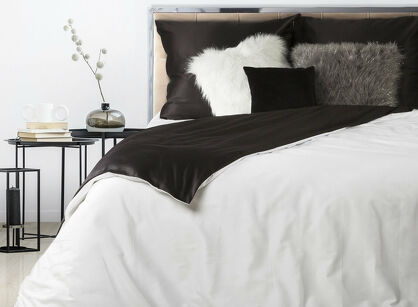 Pościel satynowa 160x200 NOVA 3 dwukolorowa gładka biała czarna