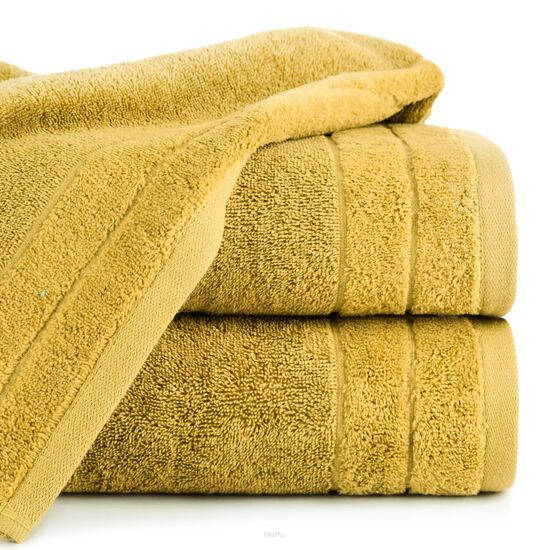 Ręcznik bawełniany 70x140 DAMLA musztardowy gładki z subtelną bordiurą