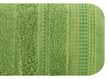 Ręcznik 50x90 POLA zielony z kolorową bordiurą zakończoną stebnowaniem 500 g/m2