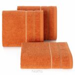 Ręcznik 50x90 SUZI pomarańczowy z kontrastującą stebnowaną bordiurą w delikatne paseczki 500 g/m2 - 4