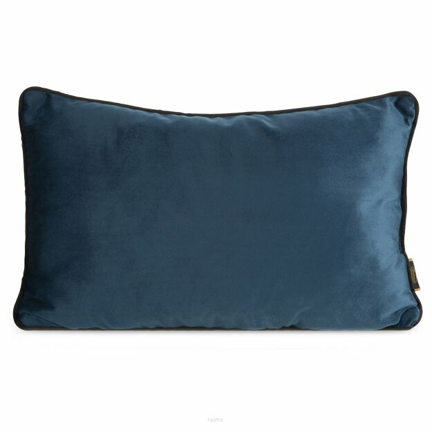 Poszewka welwetowa z wypełnieniem 30x50 MELIA 2 jednokolorowa granatowa obszyta kontrastową lamówką