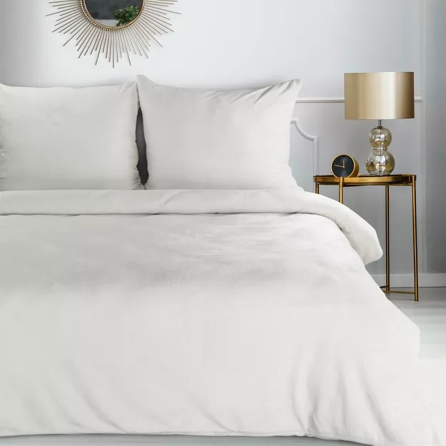 Pościel polarowa 220x200 FLANO 2 kremowa jednokolorowa z kolekcji NOVA Flano