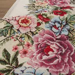 Bieżnik gobelinowy 45x140 GRIA naturalny różowy z nadrukiem kwiatów piwonii - 4