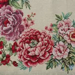Bieżnik gobelinowy 45x140 GRIA naturalny różowy z nadrukiem kwiatów piwonii - 3