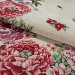 Bieżnik gobelinowy 45x140 GRIA naturalny różowy z nadrukiem kwiatów piwonii - 2