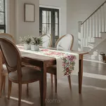 Bieżnik gobelinowy 45x140 GRIA naturalny różowy z nadrukiem kwiatów piwonii - 7