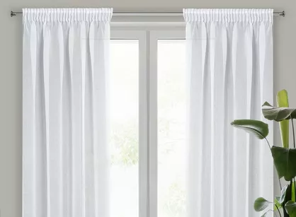 Firana gotowa na taśmie 140x270 ELPIDIA biała z matowej etaminy