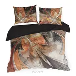 Pościel z makosatyny 160x200 LUMEA Eva Minge kremowa ruda designerski wzór Premium - 4