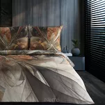 Pościel z makosatyny 160x200 LUMEA Eva Minge kremowa ruda designerski wzór Premium - 6