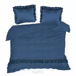 Pościel z makosatyny 160x200 VENUS 1G granatowa jednokolorowa z falbanką Premium - 4