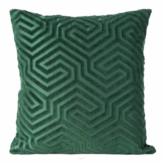 Poszewka welwetowa 40x40 INGA Pierre Cardin ciemna zieleń z żakardowym geometrycznym wzorem