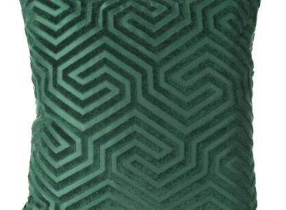 Poszewka welwetowa 40x40 INGA Pierre Cardin ciemna zieleń z żakardowym geometrycznym wzorem