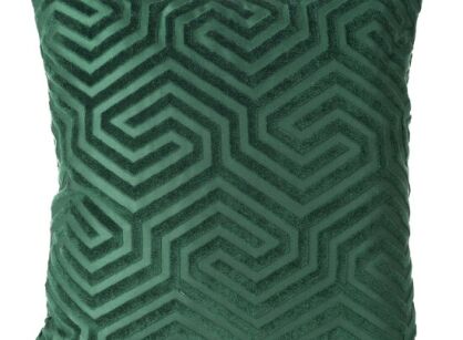 Poszewka welwetowa 40x40 INGA Pierre Cardin ciemna zieleń z żakardowym geometrycznym wzorem