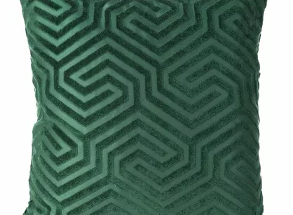 Poszewka welwetowa 40x40 INGA Pierre Cardin ciemna zieleń z żakardowym geometrycznym wzorem