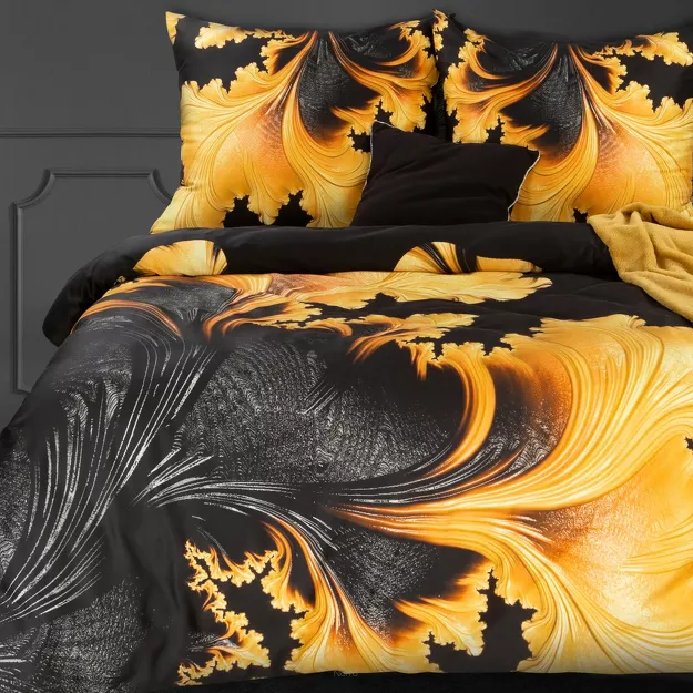 Pościel z makosatyny 220x200 PREMIUM 14 czarna designerski wzór z kolekcji Premium