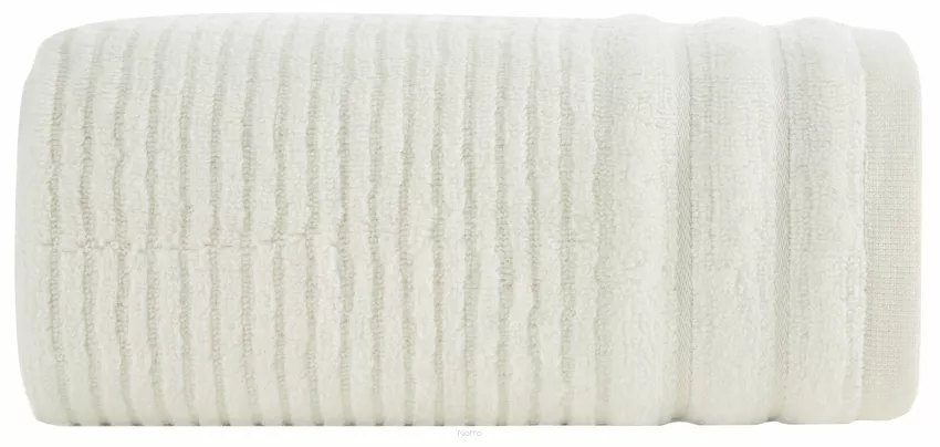 Ręcznik bawełniany 70x140 SAMMY kremowy puszysty Zero Twist w prążki