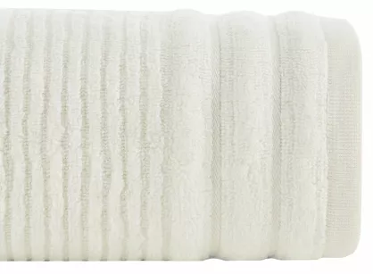 Ręcznik bawełniany 70x140 SAMMY kremowy puszysty Zero Twist w prążki