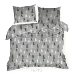 Pościel świąteczna 160x200 LENON stalowo biała wzór choinek z flaneli - 4