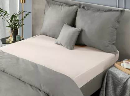 Prześcieradło z satyny bawełnianej z gumką NOVA 3 beżowe 180x200