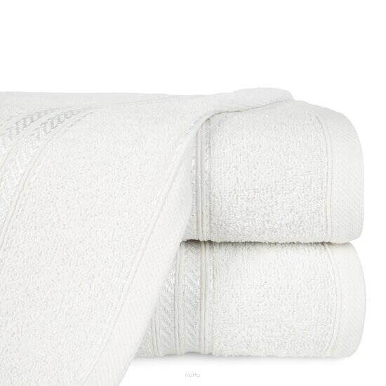 Ręcznik bawełniany 50x90 LORI biały z delikatną bordiurą z błyszczącą nicią