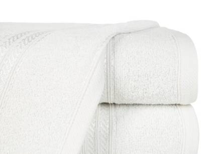 Ręcznik bawełniany 50x90 LORI biały z delikatną bordiurą z błyszczącą nicią