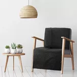 Koc na fotel 70x160 BUKLA czarny jednokolorowy wzór baranka - 9