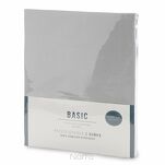 Prześcieradło z bawełny renforce z gumką 180x200 srebrne BASIC - 4