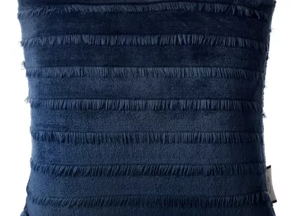 Poszewka jednokolorowa 40x40 EMI granatowa miła w dotyku z wzorem w paski