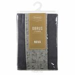 Obrus 140x220 z bieżnikiem 33x220 ANITA 6 stalowy z wzorem delikatnych listków - 6