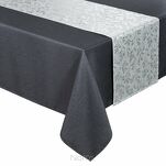 Obrus 140x220 z bieżnikiem 33x220 ANITA 6 stalowy z wzorem delikatnych listków - 5
