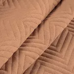 Narzuta jednokolorowa 170x210 LEN 3 ceglana pikowana w gęstą jodełkę imitująca len - 6