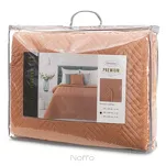 Narzuta jednokolorowa 170x210 LEN 3 ceglana pikowana w gęstą jodełkę imitująca len - 2