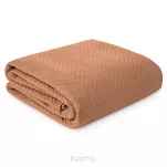 Narzuta jednokolorowa 170x210 LEN 3 ceglana pikowana w gęstą jodełkę imitująca len - 3