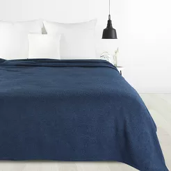 Koc 200x220 BUKLA granatowy jednokolorowy wzór baranka
