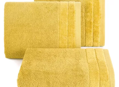 Ręcznik bawełniany 50x90 DAMLA musztardowy gładki z subtelną bordiurą