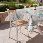 Obrus na taras 140x220 GARDEN 14 miętowy wodoodporny z beżowym wzorem liścia bananowca - 5