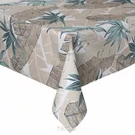 Obrus na taras 140x220 GARDEN 14 miętowy wodoodporny z beżowym wzorem liścia bananowca - 4