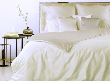 Pościel satynowa 160x200 NOVA 3 dwukolorowa gładka kremowa beżowa