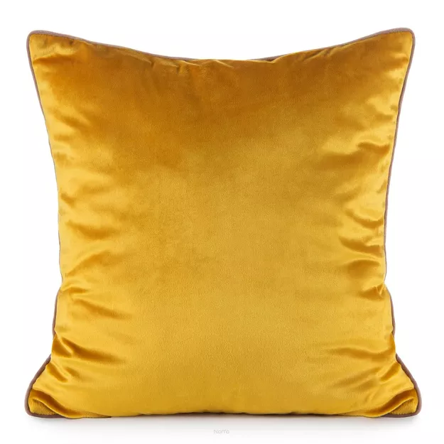 Poszewka welwetowa 60x60 GAJA 2 jednokolorowa musztardowa obszyta lamówką