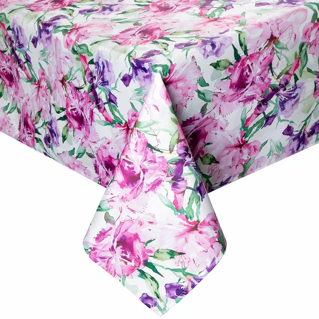 Obrus na taras 140x220 GARDEN 34 różowy wodoodporny fioletowy styl kwiatowy