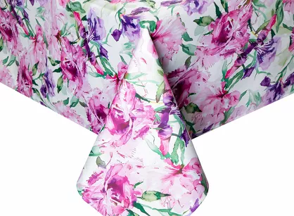 Obrus na taras 140x220 GARDEN 34 różowy wodoodporny fioletowy styl kwiatowy