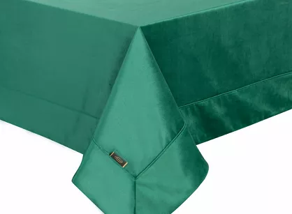 Obrus welwetowy 145x220 VELVET ciemna zieleń wykończony mankietem
