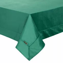 Obrus welwetowy 145x220 VELVET ciemna zieleń wykończony mankietem