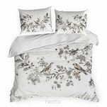 Pościel z makosatyny 220x200 DORIS Eva Minge biała brązowa wzór roślinny Premium - 5