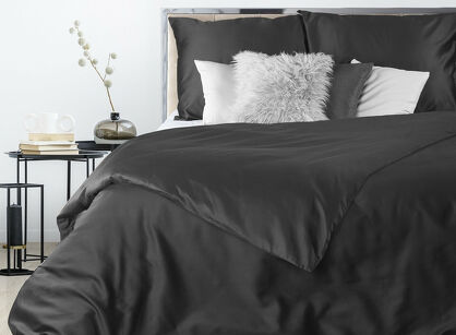 Pościel satynowa 160x200 NOVA 3 jednokolorowa gładka czarna