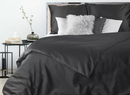 Pościel satynowa 160x200 NOVA 3 jednokolorowa gładka czarna