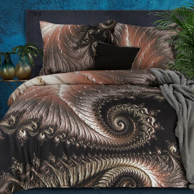Pościel z makosatyny 220x200 REINA 18 brązowa designerski wzór z kolekcji Premium