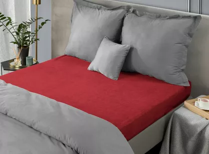 Prześcieradło z bawełny frotte z gumką czerwone 180x200 Design 91