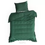 Pościel satynowa 140x200 VERA jednokolorowa gładka ciemna zieleń w prążki - 4